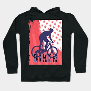 FUNNY RED BIKER FLAG USA Hoodie